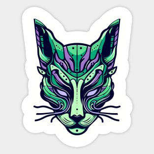 Japanese Cat Mask Sticker